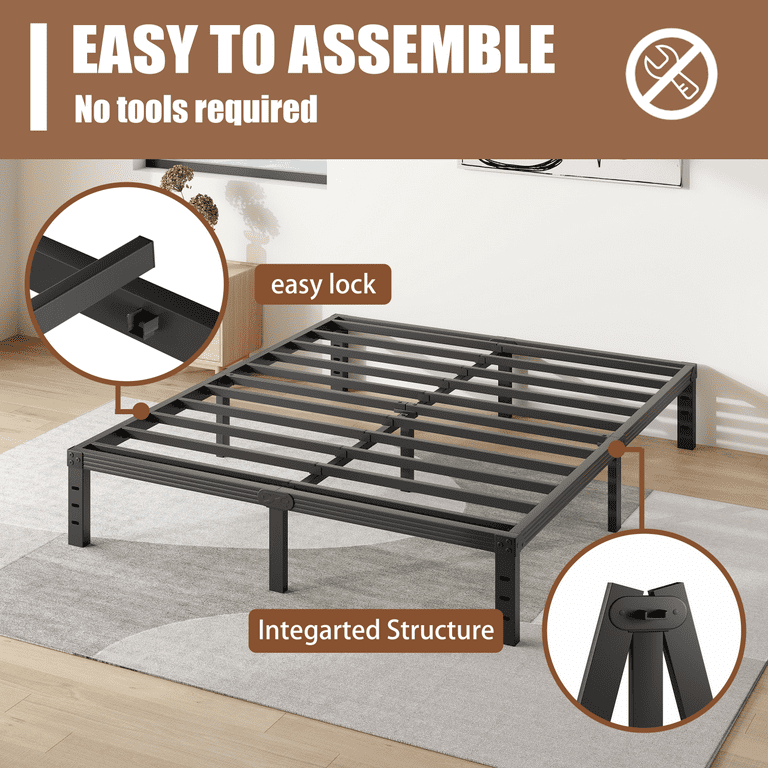 COMASACH, Queen Bed Frame, 12 inch, Heavy Duty Metal Platform