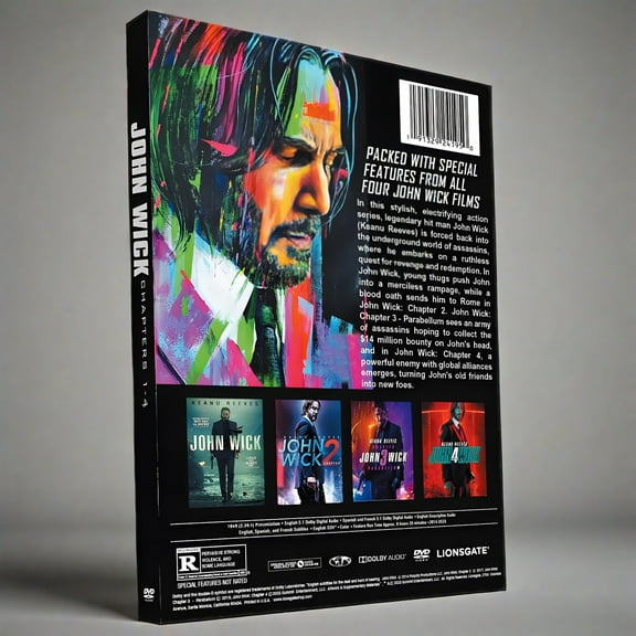 John Wick Complete Keanu Reeves Movies Series Chapter 1-4 1 2 3 4 NEW DVD SET