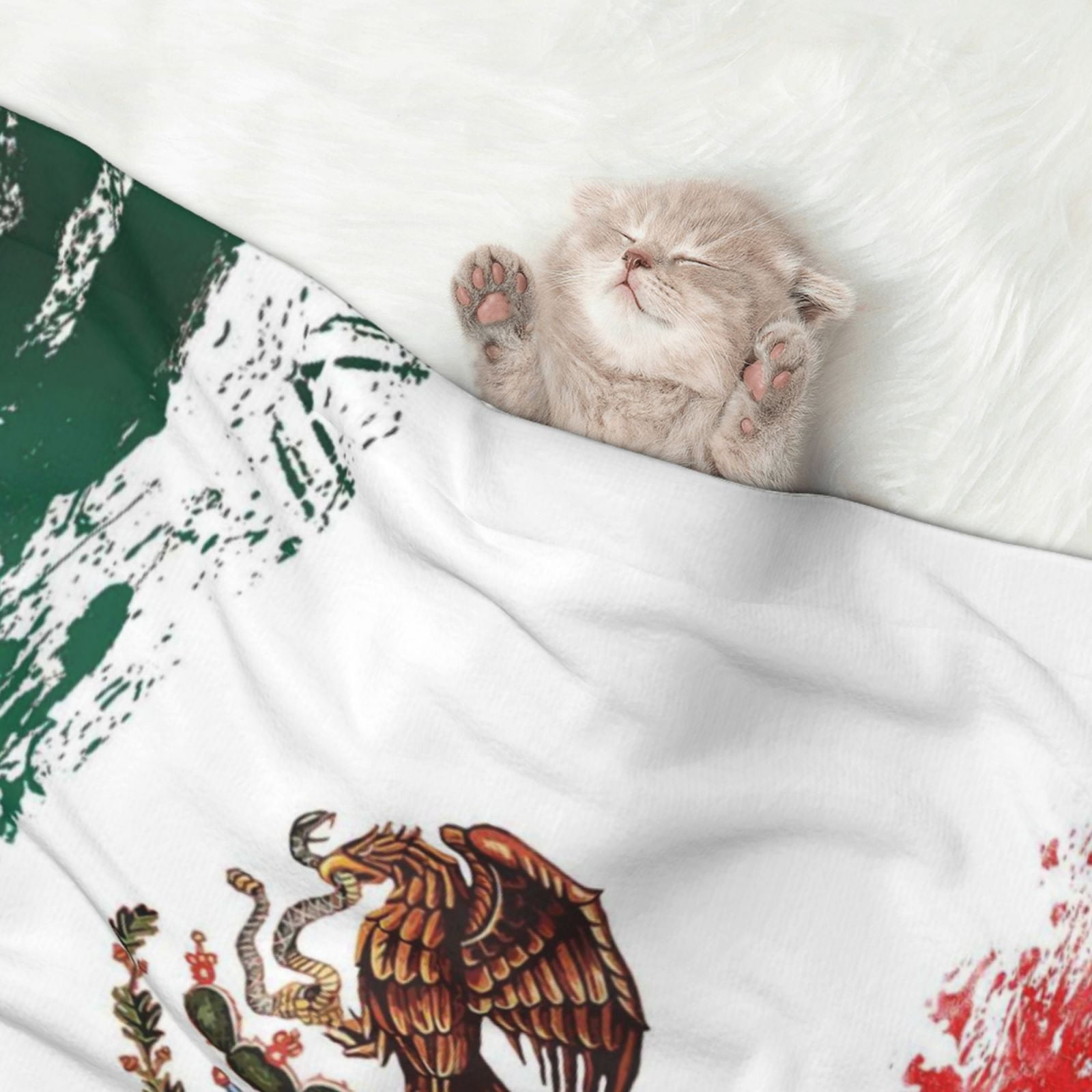 Mexican Flag Print Dog Blanket Soft Warm Flannel Cat Blanket Great Pet Throw for Cats Puppy Small Medium Large Dog