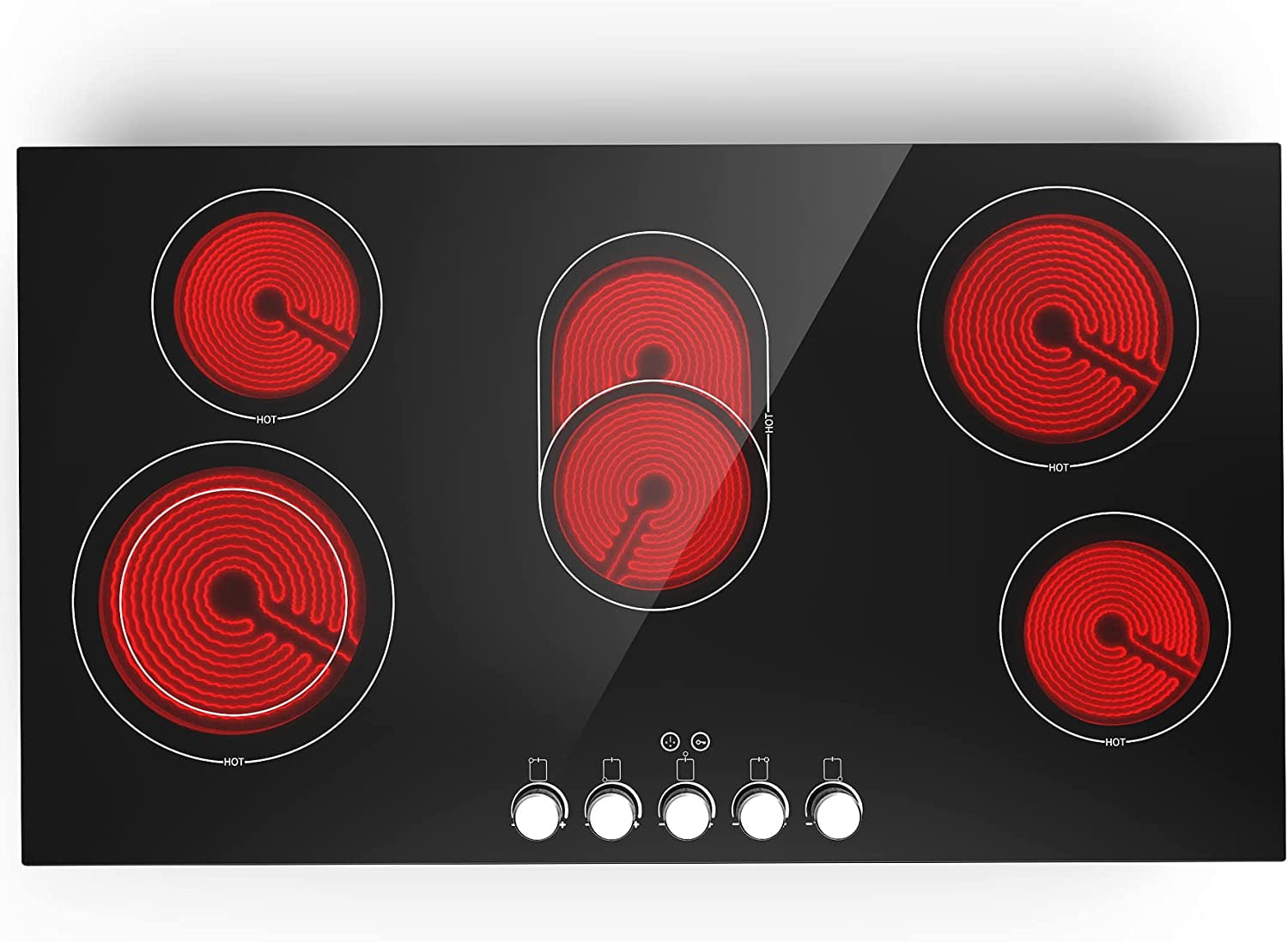 VBGK Electric Cooktop 36 inch 5 Burner Infrared Cooktop, Electric