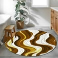 thumbnail image 4 of Abstract Area Rug, Wavy Lines Yellow and White Gradient Texture Modern Washable Large Circle Carpet, Non Slip Round Rug for Living Room/Bedroom/Dining Room/Home Office/Dorm, 4 of 9