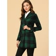 thumbnail image 4 of Abrigo De Cuadros De Invierno Doble Botonadura Solapa Con Muesca Para Mujeres Azul Marino Verde M, 4 of 7