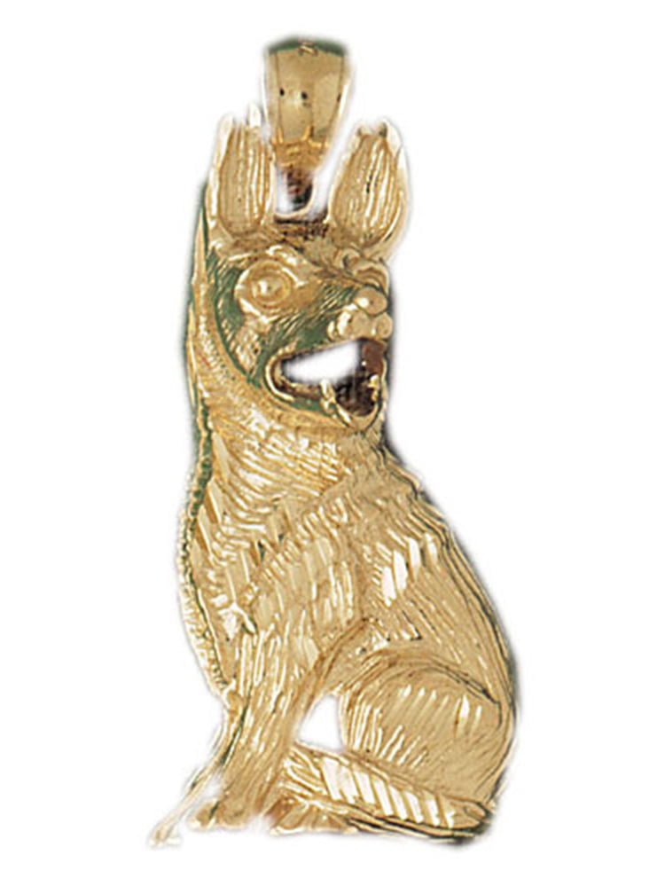 Jewels Obsession 14K Yellow Gold Dog Pendant 19 mm