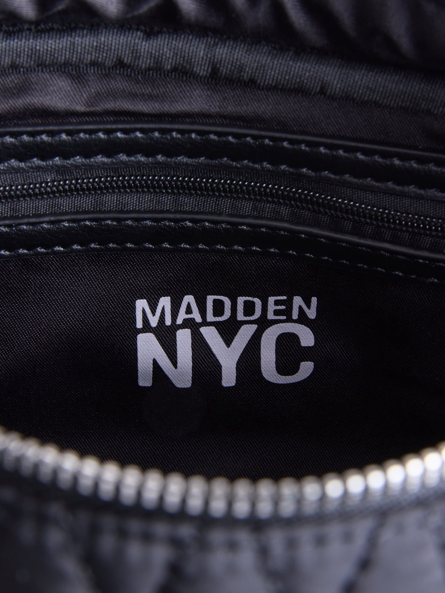 Madden NYC Women's East West Bowling Bag, Black Quilted