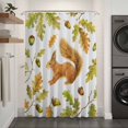 thumbnail image 2 of Thanksgiving Shower Curtain - Water Repellent Fabric Shower Curtains Washable, Fall Squirrel Green Orange Leaves Cones Decorative Polyester Cloth Bathroom Curtains Modern Bath Decor 72"x84", 2 of 8