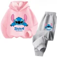 thumbnail image 5 of Conjunto de 2 piezas de sudadera y pantalones con dibujos animados de Disney Stitch 2024 para niños, ropa de moda para primavera y otoño, sudadera para niños y niñas, traje deportivo para niños, 5 of 5