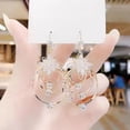 thumbnail image 5 of Wentin Earrings Clearance! Crystal Flower Drop Leverback Earrings For Women Fashion Plated Jewelry Geometric Multi Layered Circle Flower Earrings, 5 of 6