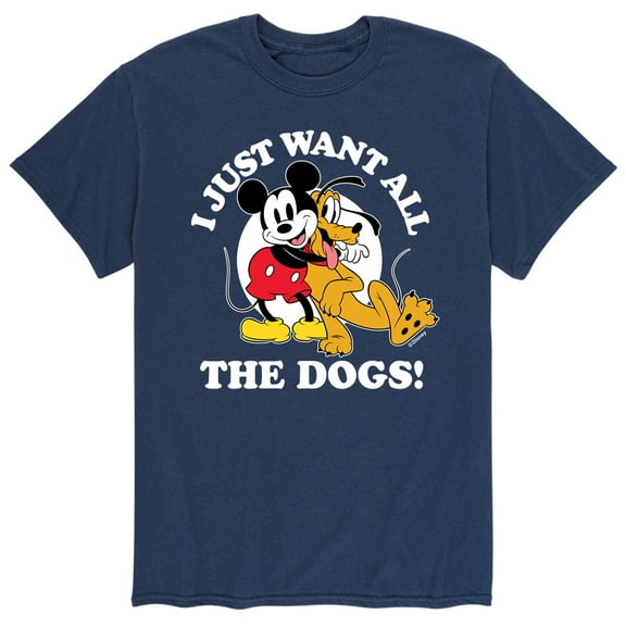 Disney - Mickey Pluto Just Want All Dogs - Men's Short Sleeve Graphic T-Shirt