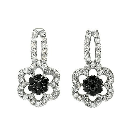 0.40 Carat (ctw) 10K White Gold Black & White Round Diamond Stud Drop Earrings 2/5 CT