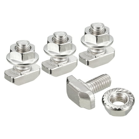 

M6x12mm T Slot Drop in Bolt and M6 Hexagon Flange Nut Set 10 Sets T-Bolt for 30 Series Aluminum Profile