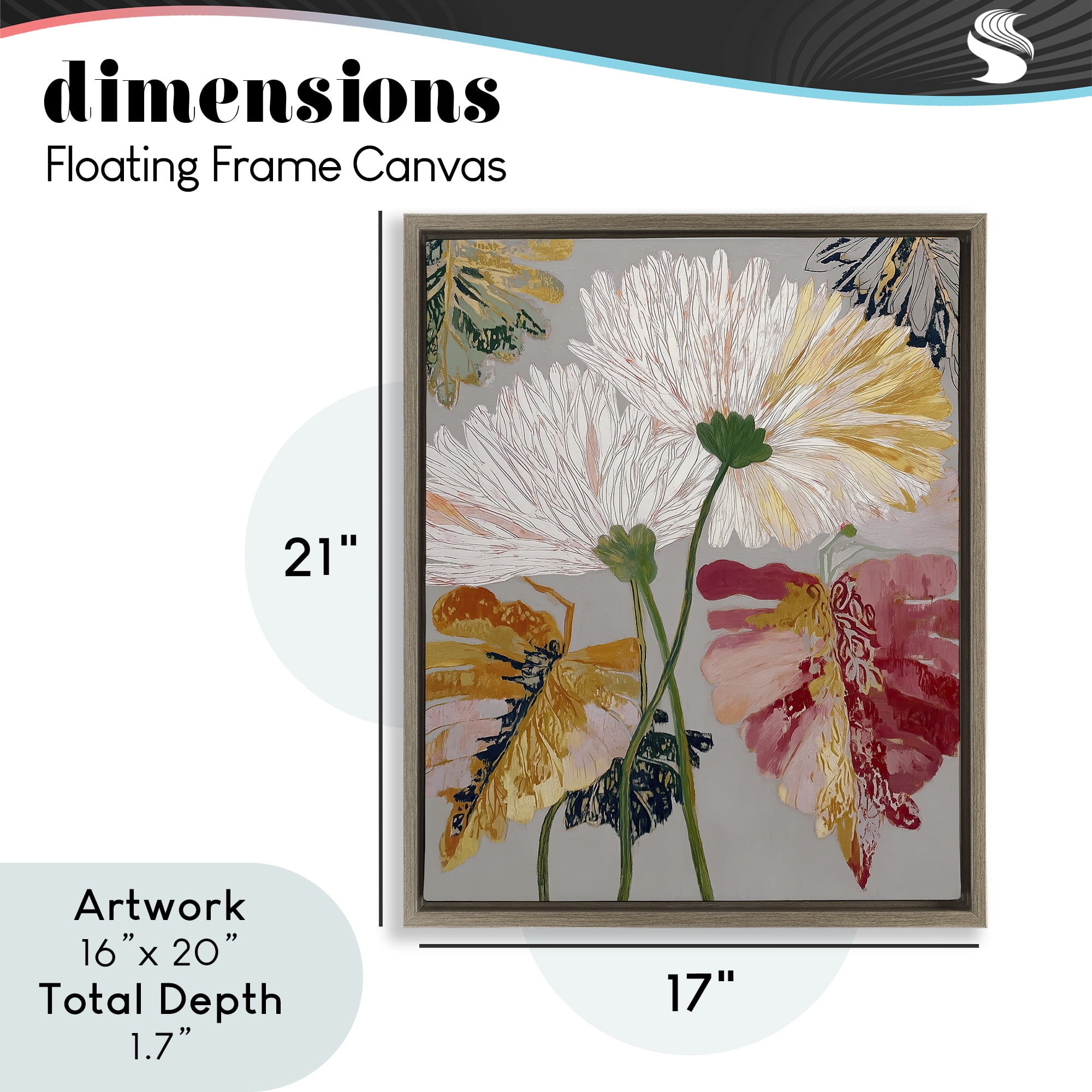 Playful Assumptions Flowers Brown Framed Floater Canvas Wall Art, design by Annabelle Hall
