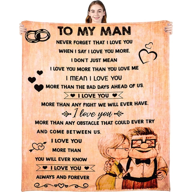 LHSHID Gift to My Man Fleece BlanketPersonalized Bed Flannel Throw Blanket Father's Day Wedding Anniversary Valentines Gift for Husband Dad 60"x80"