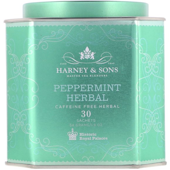 Harney Sons Menthe Poivrée à Base de Plantes Sans Caféine à Base de Plantes 30 Sachets 1 9 oz 54 g