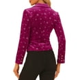 thumbnail image 3 of INSPIRE CHIC Women's Printed Business Office One Button Crop Metallic Star Velvet Blazer L Hot Pink-Star, 3 of 6