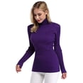 thumbnail image 2 of Women Long Sleeve Sweatshirt,Stretchable Knit Slim Fit Solid Sweater Apricot, 2 of 9