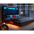 thumbnail image 3 of Merluxy LED Bed Frame with Charging Station Upholstered Bed Frame with Headboard Storage/No Box Spring Needed/King/Black, 3 of 8