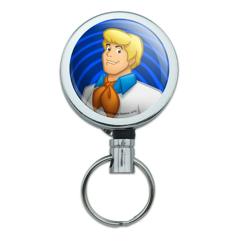 Scooby-Doo Fred Character Heavy Duty Metal Retractable Reel ID Badge Key  Card Tag Holder with Belt Clip