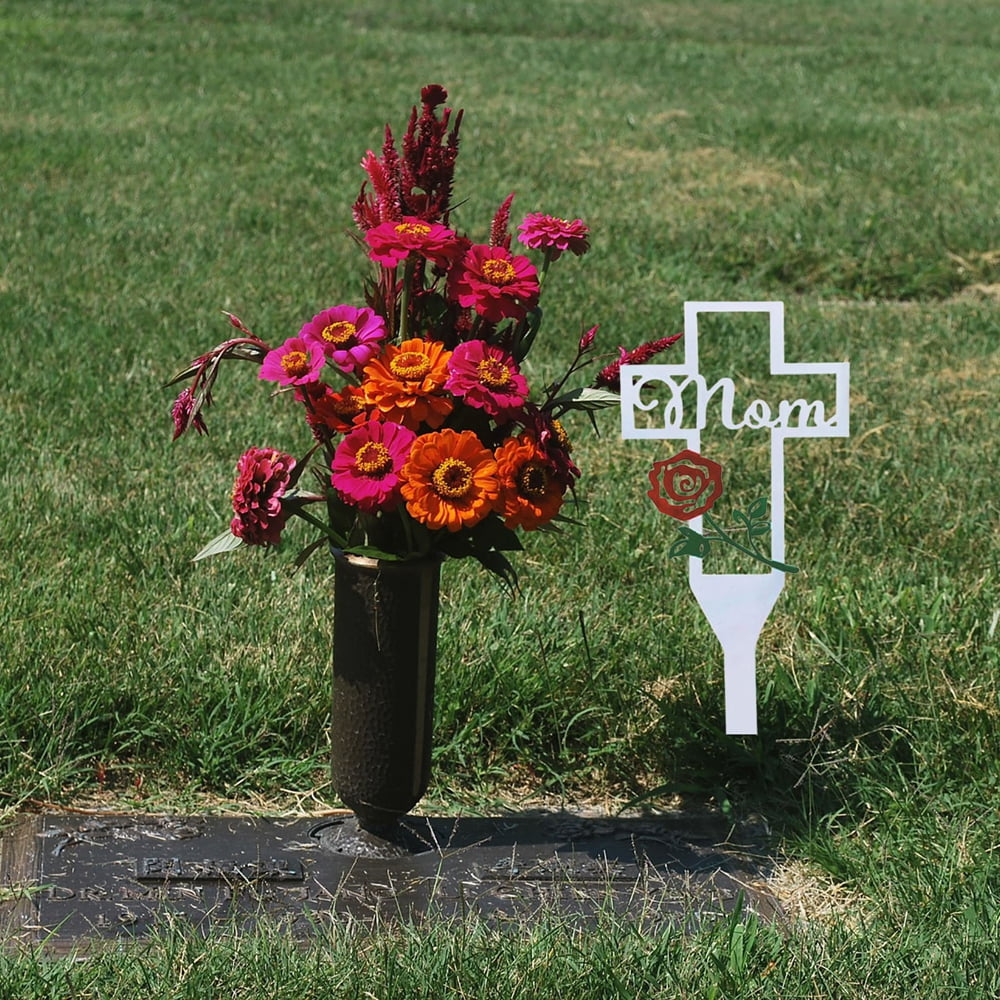 Grave Crosses for Cemetery, Grave Flowers, Memorial Cross for Cemetery Grave Metal Cross Garden
