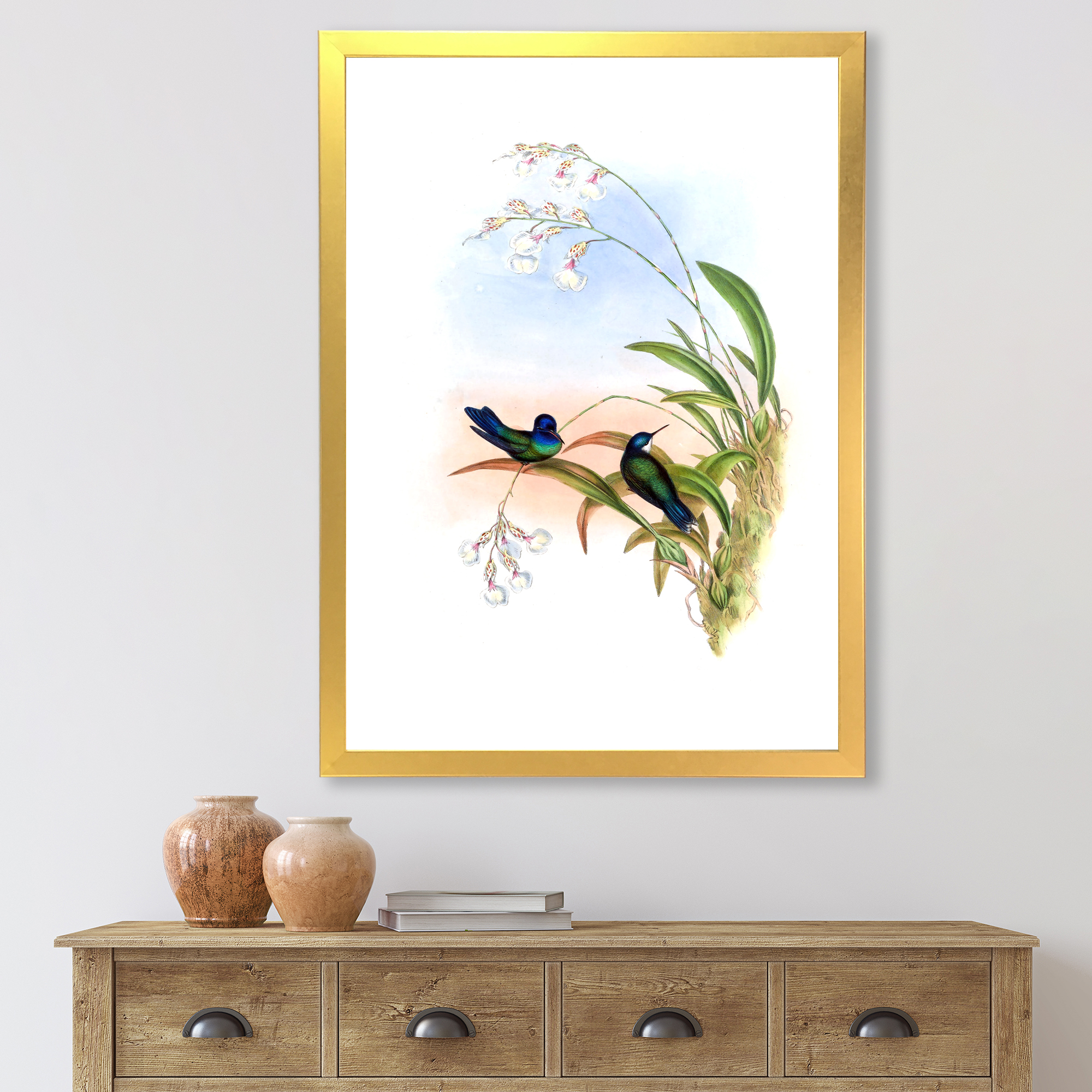 Designart 'Ancient Hummingbird III' Traditional Framed Art Print