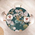 thumbnail image 4 of Ambesonne Botanical Fitted Round Tablecloth, Space Vibes Floral Print, 36"- 40" Diameter, Dark Teal and Pale Rose, 4 of 5
