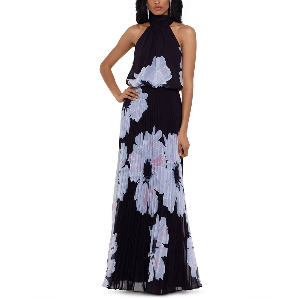 betsy and adam printed pleated gown