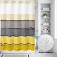 thumbnail image 4 of No Hook Shower Curtain with Built-in Rings - Farmhouse Rustic Wood Texture Washable Waterproof Fabric Bathroom Curtains for Hotel,Rentals, 60 X 72 Inch Long , Yellow Grey, 4 of 9