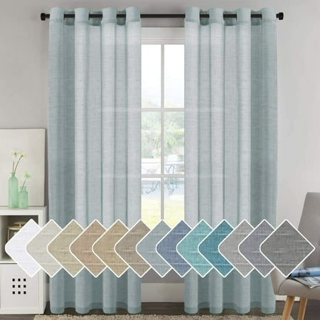 Linen Sheer Curtains 96 Inches Long Pair Set Textured Nickel Grommet Window Treatment Panels For Villa Hall Parlor Open Weave Teal 52 W X L Canada Linen Sheer Curtains 96 Inches Long, Teal Sheer Curtains 96 Inches Long