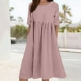 thumbnail image 2 of HXWCHs Robe à Capuchon pour Femme en Mélange de Lin, Robe Décontractée à Manches Courtes avec Poches Latérales Rouge XXXXXL, 2 of 5
