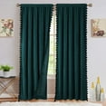 thumbnail image 3 of Coolmee Soft Luxury Velvet Curtains with Tassels Room Darkening Rod Pocket Window Curtains for Living Room Bedroom, Green, 42 x 108 Inch, 2 Panels, 3 of 7