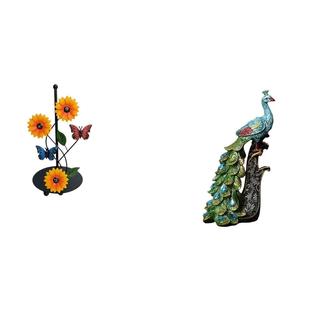 Elegante Porta Pañuelos Con Forma De Pavo Real Y Girasol, Escultura Antideslizante, Dispensador Vertical, Adorno De Mesa Para El Hogar, Dormitorio, Oficina Y Sala De Estar.