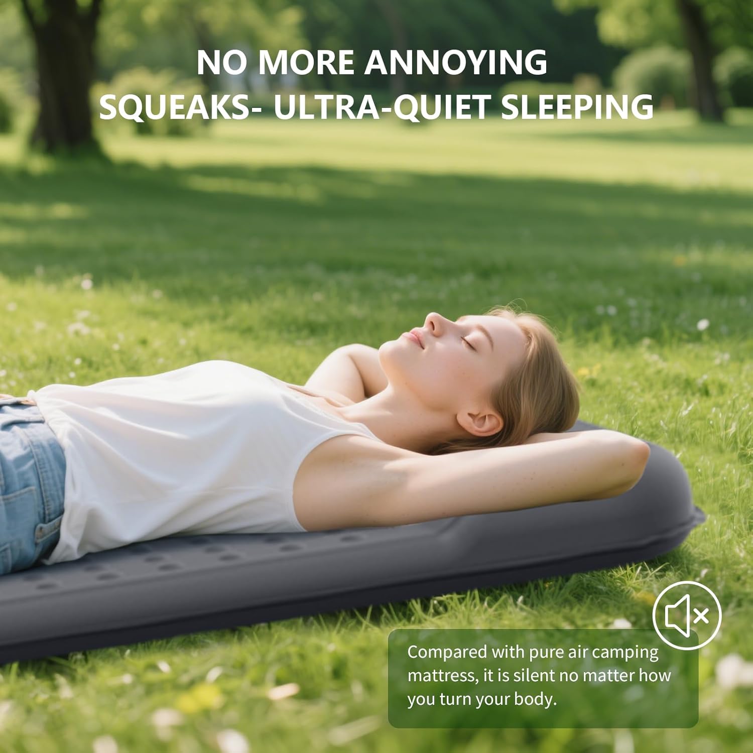 Memory Foam Sleeping Pad, Compact 3 Inch Thick Camping Mattress with Pillow, 9.5 R-Value Insulated Inflatable Sleep Mat for Backpacking Hiking Car Tent