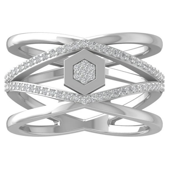 ARAIYA FINE JEWELRY 10K White Gold Round Lab Grown Diamond Cross Engagement Ring (1/4 cttw, VS Clarity, D-E Color) Size 8