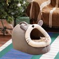 thumbnail image 5 of YIKA Christmas Decorations Cats Bed Winter Warm Cats Sleeping Bag Semi Enclosed Sense Of Security Cats Bed Pet Houses Dog Bed Suitable For Winter Christmas Decorations Indoor Gray, 5 of 6