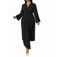 thumbnail image 2 of Wedding Guests Dresses Women Formal Maxi Dress Plus Size Twist Front V-Neck Wrap Cocktail Dress Evening Party Black XXL, 2 of 9