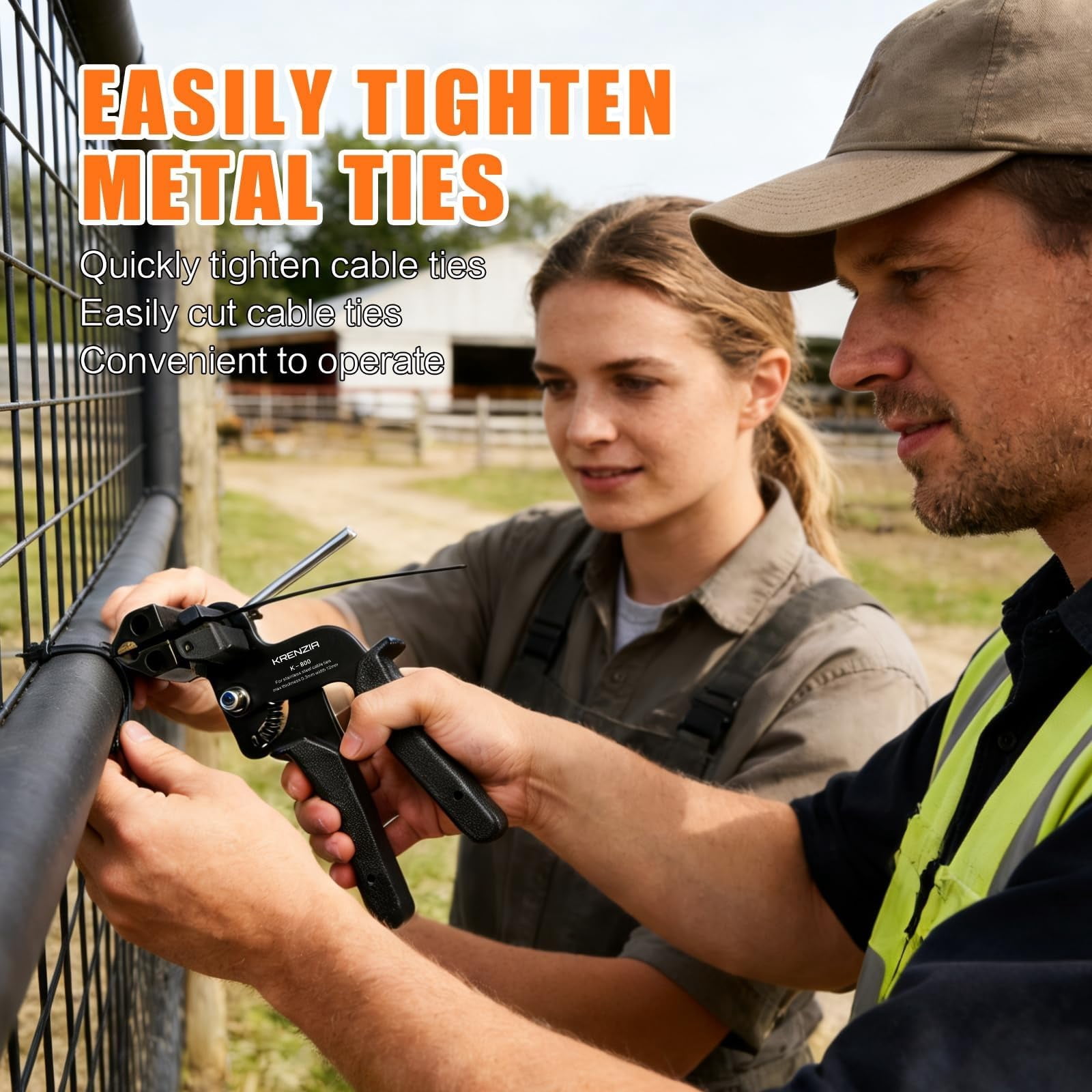 Stainless Steel Cable Tie Gun Kit, Heavy Duty 304 Metal Zip Ties with Self-Locking, Tension Tool for Fencing, Auto, Garden, Outdoor Use