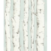 Chesapeake Pioneer Light Blue Birch Tree Prepasted Easy Walls Wallpaper, 20.5-in by 33-ft, 56.4 sq. ft.