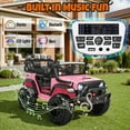 thumbnail image 5 of Funride 4WD 24 Volt Ride on Truck, 2 Seater Electric Car for Kids, Power Car Wheels with Remote, Bluetooth, LED Lights, Pink, 5 of 10