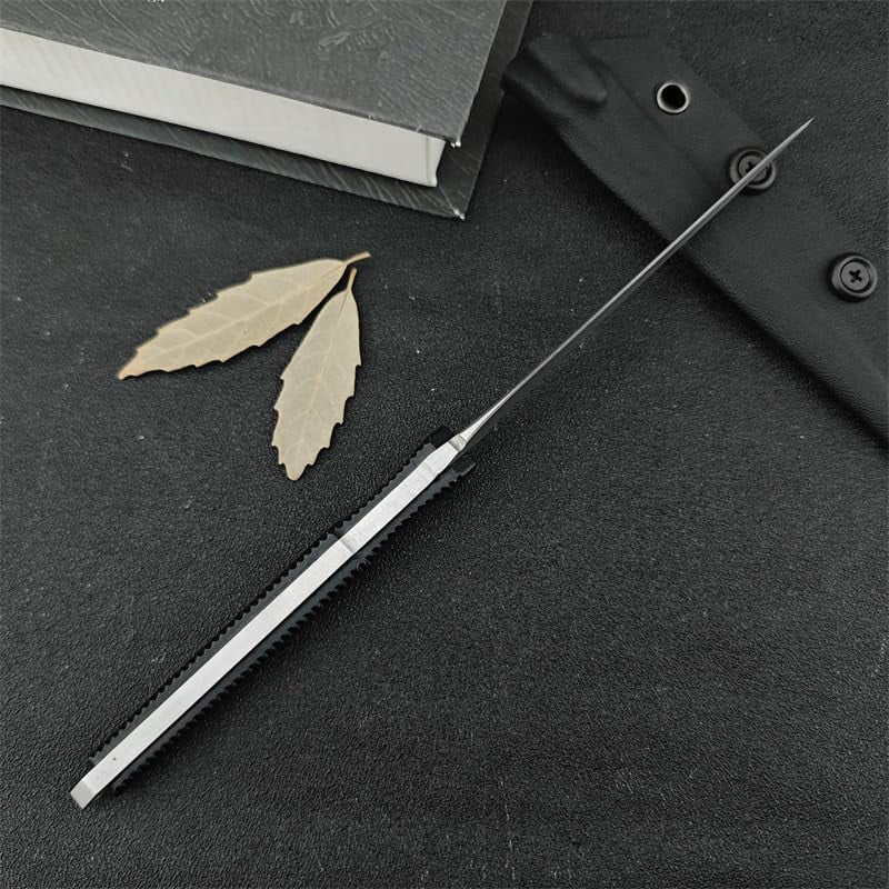ABCISI 9.5in Tactical Fixed Blade Knife with Sheath, Steel Blade Aluminum Handle, Outdoor Survival Camping Fishing Hunting Knife Cutting Tool, Best Gifts for Men (Silver)