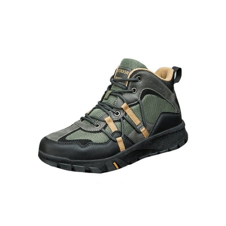 

Gomelly Hiking Shoes for Men Breathable Hiking Shoes Comfortable Round Toe Sneakers Outdoor Sport High Top Ankle Boots Green 8