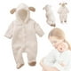thumbnail image 2 of Gibobby Mamelucos para bebe niña con capucha de para bebé, pijama de lana de Coral para invierno, de felpa Hayi para recién nacido, ropa cálida para bebé(Blanco, 6-9 Meses ), 2 of 4