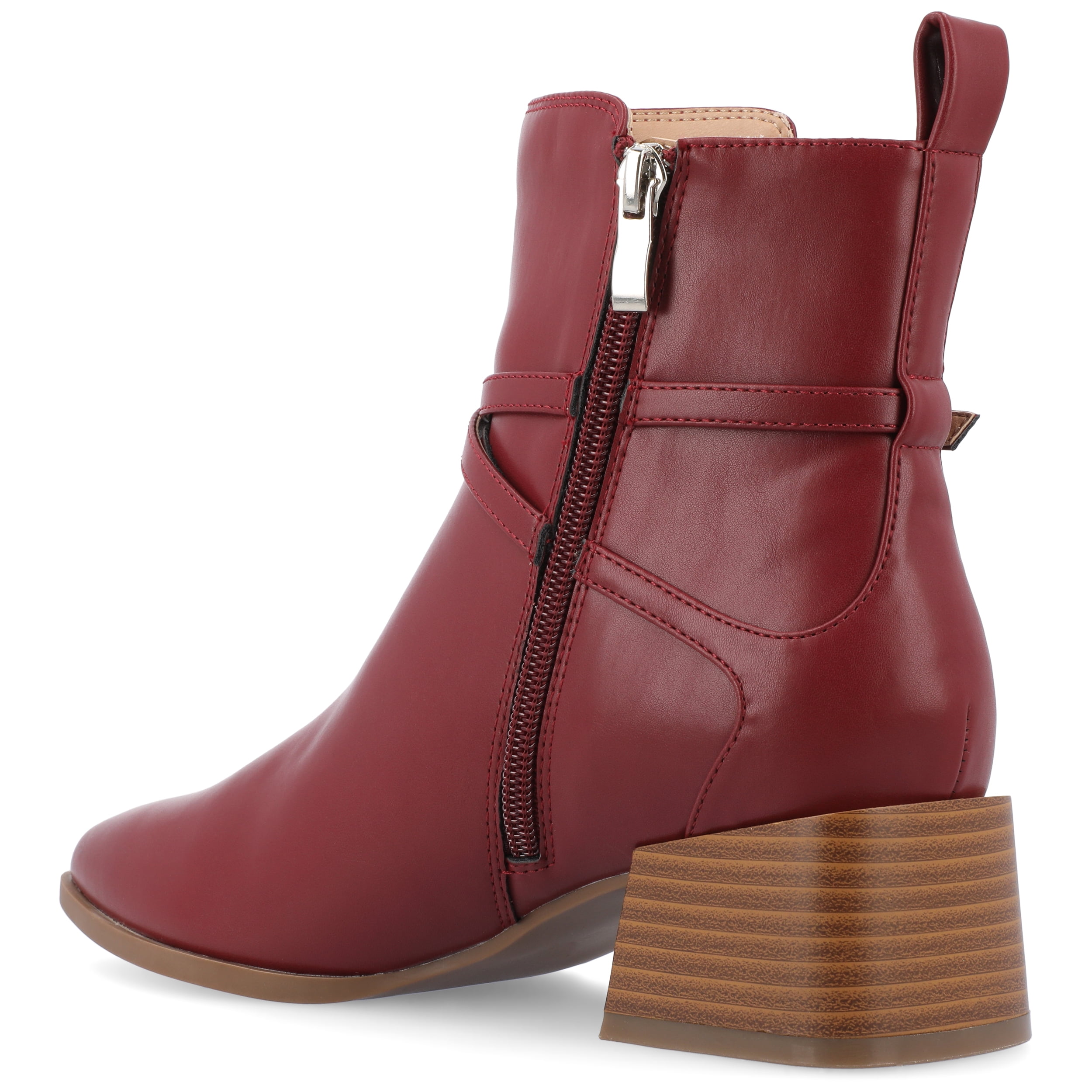 Journee Womens Estelle Stacked Heel Pointed Toe Booties, Widths Available