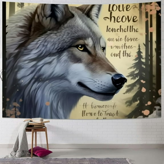 BCIIG Wolf Poem Furry Art Tapestry Wall Hanging Unique Style for Home Decor - Bedroom Living Room Dorm 40x30inch