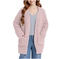 thumbnail image 4 of Grblisyd Girls Cardigan Sweaters with Pockets Open Front Fuzzy Sweater Coats Winter Warm Sherpa Jacket for Kids 5-13 Years, 4 of 6