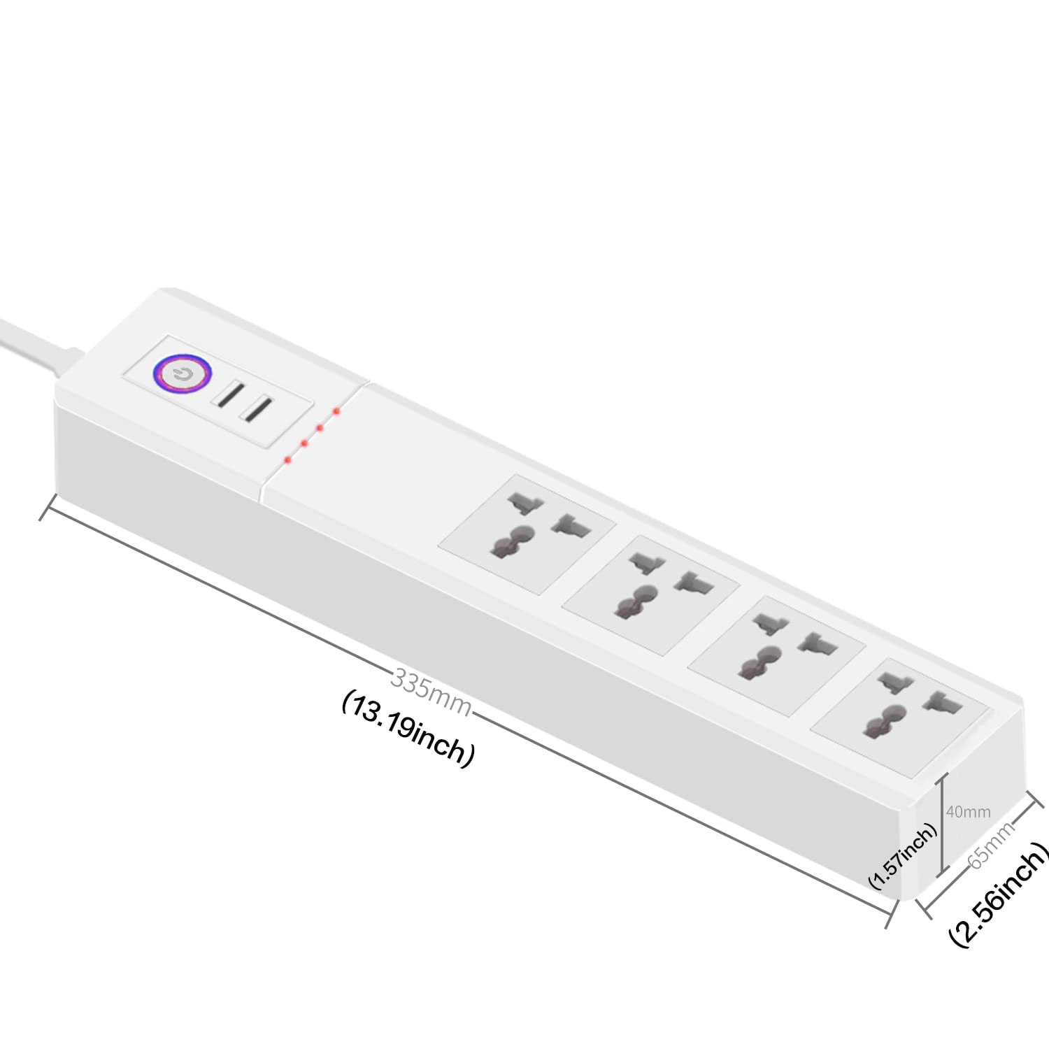 Matter 16A Universal Smart Power Strip WiFi Plug Multiple Outlet Surge Protector 4 AC Outlets,2 USB Port, Compatible Work with Apple Homekit,Amazon Alexa, Google Home,Only supports 2.4GHz WiFi