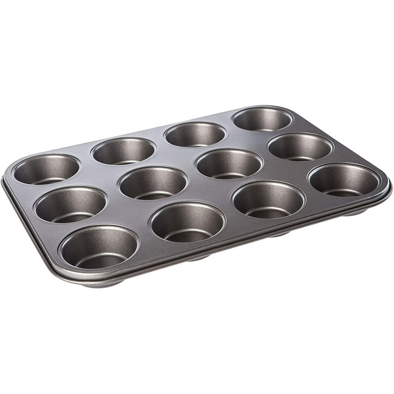 Steel Muffin Pan For 12 Large Muffins, Non-Stick, 35 X 26.5 Cm, Cupcake Pan,  Brownie Pan, Cake Pan, Baking Pan, Silver 