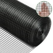 Black Hardware Cloth 1/2 Inch 36 in x 100 ft 19 Gauge, PVC Coating Wire Mesh Rolls Vinyl Coated Welded Chicken Wire Fencing for Poultry Netting Fencing Wire Fence, Black