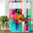 thumbnail image 3 of Colorful Oil Painted No Hook Shower Curtain Waterproof, Bathroom Curtains with Snap in Liners and See Through Top Window, Modern Abstract Art Vintage Hotel Style Bathtub Curtains Shower 72"Wx96"L, 3 of 8