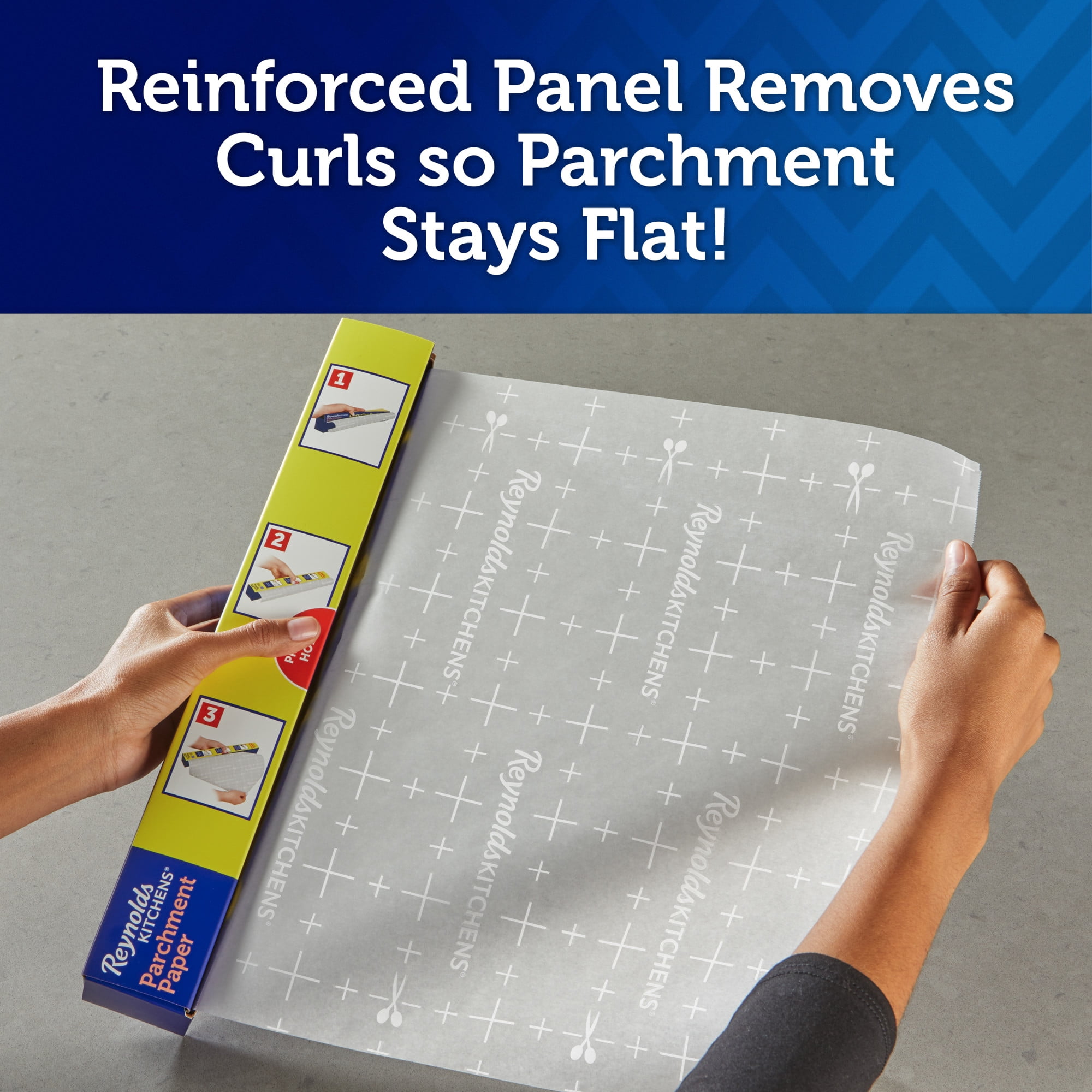 Reynolds Kitchens Stay Flat Parchment Paper Roll with SmartGrid, 80 ft x 15 in, 100 Total Sq. Ft.