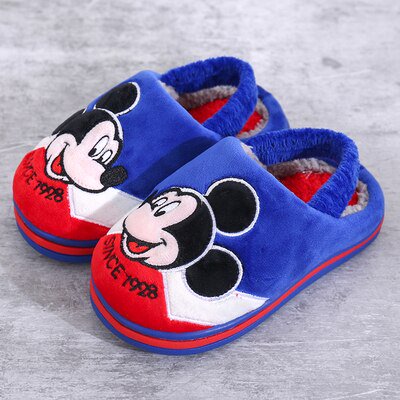 Nueva bolsa de pantuflas de algodón para niños de Disney con lindo invierno casa antideslizante niño niña niño algodón shoes24-25-Insole 155mm Gao Jinjia LED