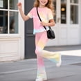 thumbnail image 6 of Girls 2 Piece Outfits Short Sleeve Tops & Flared Pants Kids Teen Trendy Summer Clothing Set, Size 7-14 Years Floral Print Girls Two Piece Outfits Summer, 6 of 8